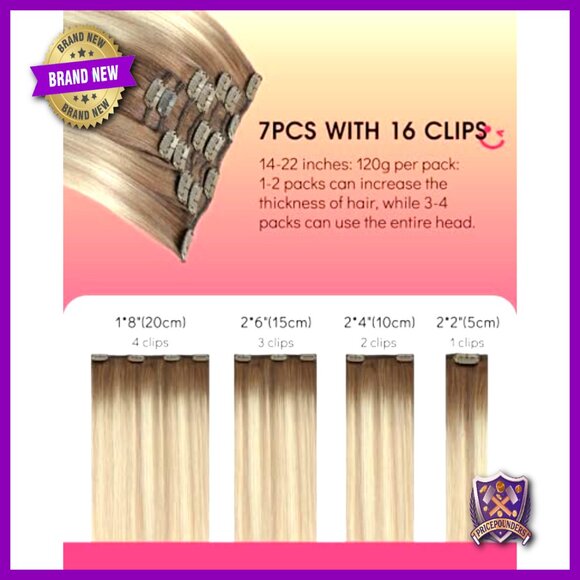 14 Inch Human Hair Clip-In Extensions, 7 Piece Set, 120g, Heat-Friendly main image 5